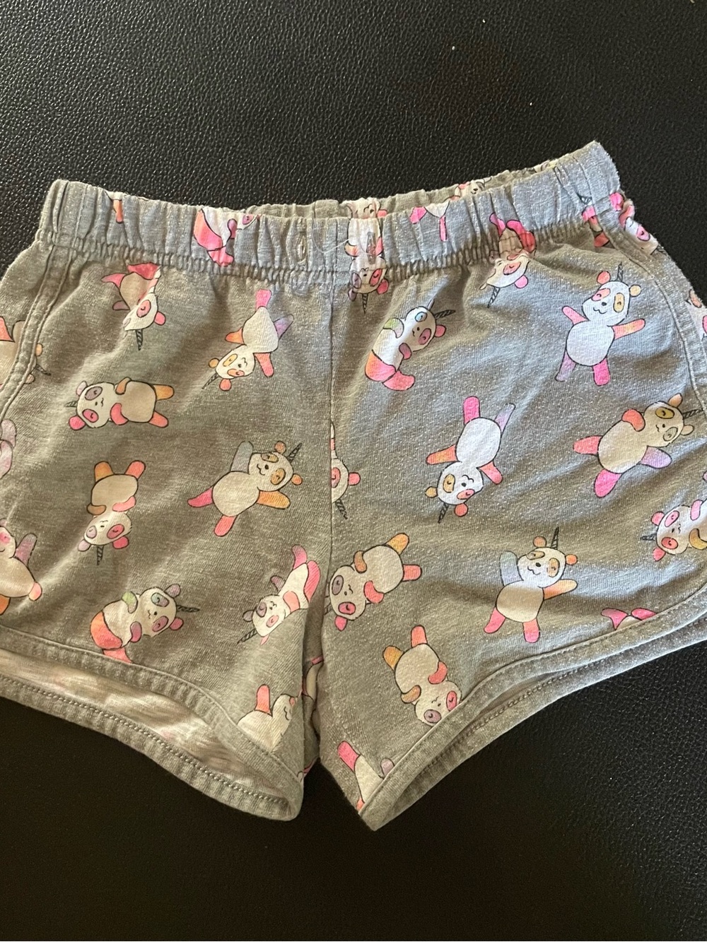 Target Gray Kids Shorts with Pink and Orange Bear/Unicorn Print